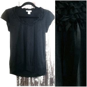 Self Esteem Ruffle Bow Top Black Size L